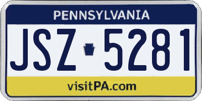 PA license plate JSZ5281