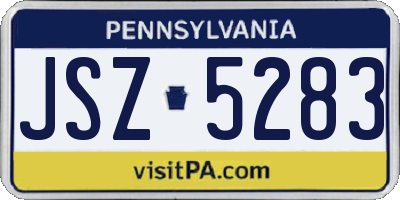 PA license plate JSZ5283