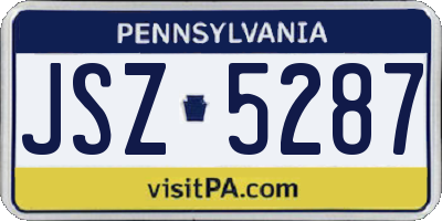 PA license plate JSZ5287