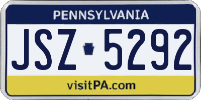 PA license plate JSZ5292