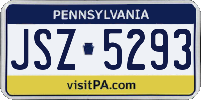 PA license plate JSZ5293