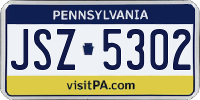 PA license plate JSZ5302