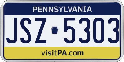 PA license plate JSZ5303