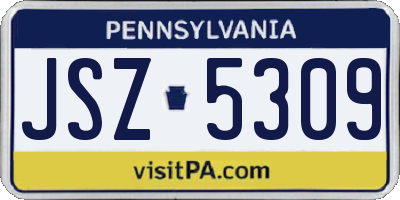 PA license plate JSZ5309