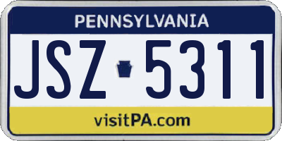 PA license plate JSZ5311