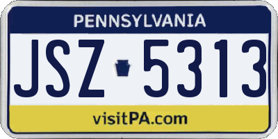 PA license plate JSZ5313