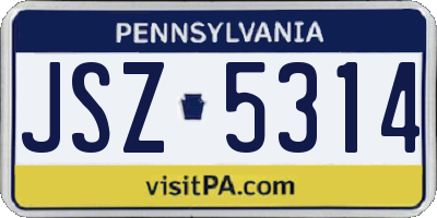 PA license plate JSZ5314