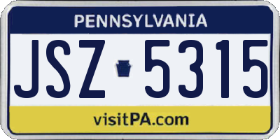 PA license plate JSZ5315