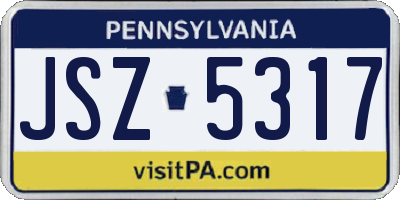 PA license plate JSZ5317