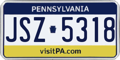 PA license plate JSZ5318