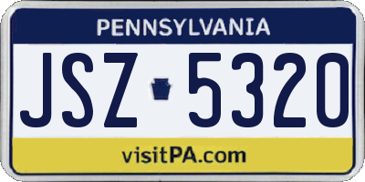 PA license plate JSZ5320