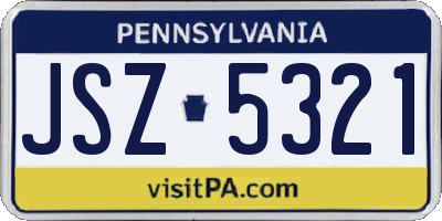 PA license plate JSZ5321
