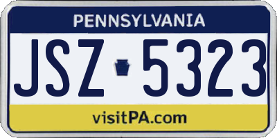 PA license plate JSZ5323