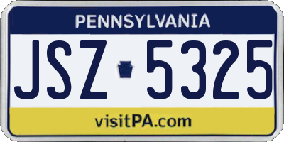 PA license plate JSZ5325