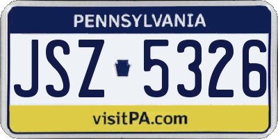 PA license plate JSZ5326