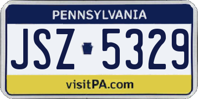 PA license plate JSZ5329