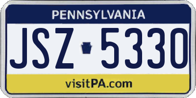 PA license plate JSZ5330
