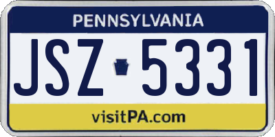 PA license plate JSZ5331
