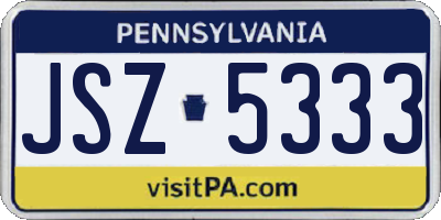 PA license plate JSZ5333