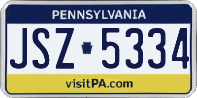 PA license plate JSZ5334