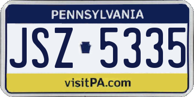PA license plate JSZ5335