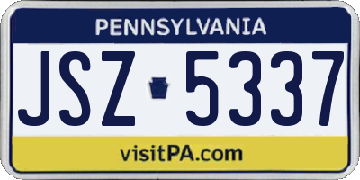 PA license plate JSZ5337
