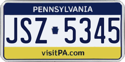 PA license plate JSZ5345
