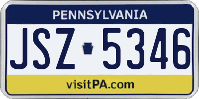 PA license plate JSZ5346