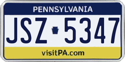 PA license plate JSZ5347