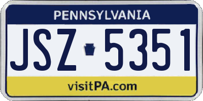 PA license plate JSZ5351