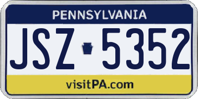 PA license plate JSZ5352