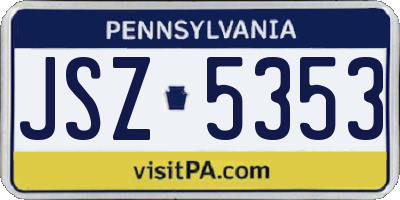 PA license plate JSZ5353