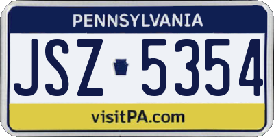 PA license plate JSZ5354