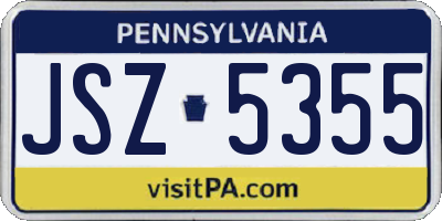 PA license plate JSZ5355