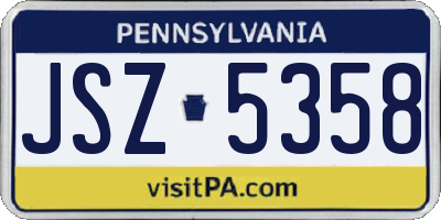 PA license plate JSZ5358