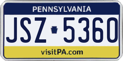 PA license plate JSZ5360