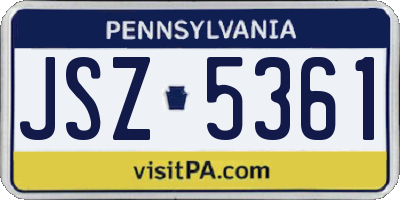 PA license plate JSZ5361
