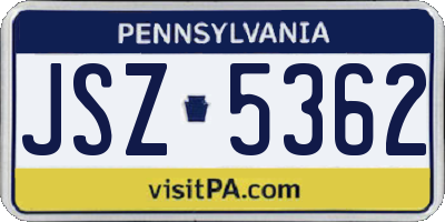 PA license plate JSZ5362
