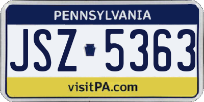 PA license plate JSZ5363