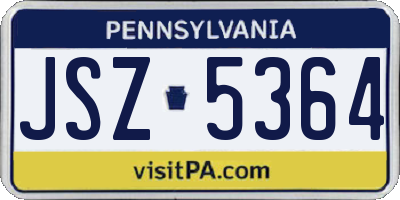 PA license plate JSZ5364