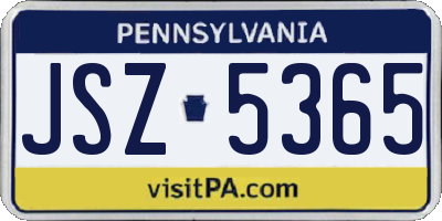 PA license plate JSZ5365