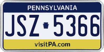 PA license plate JSZ5366