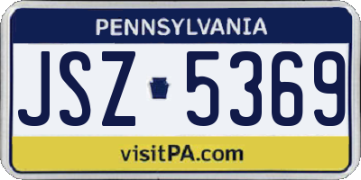 PA license plate JSZ5369