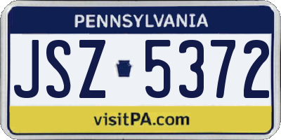 PA license plate JSZ5372