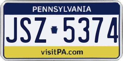 PA license plate JSZ5374