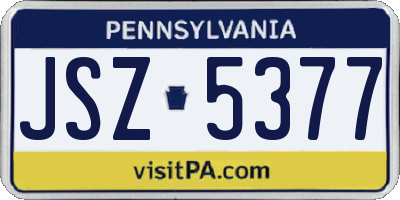 PA license plate JSZ5377