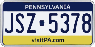 PA license plate JSZ5378