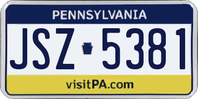 PA license plate JSZ5381