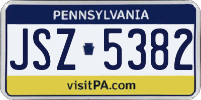 PA license plate JSZ5382