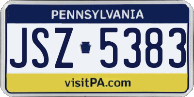PA license plate JSZ5383